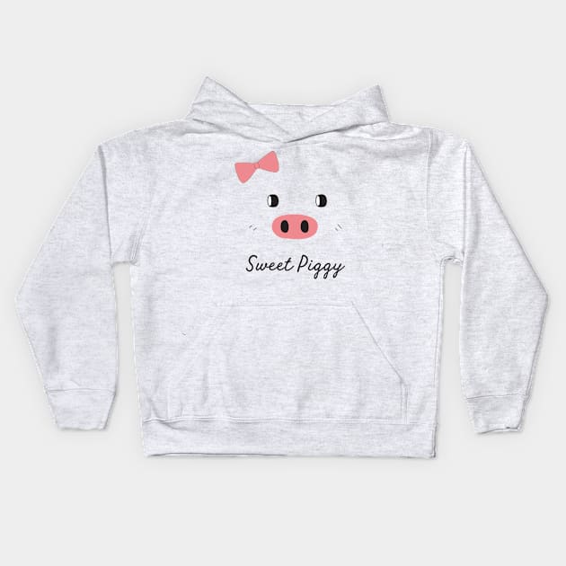 Sweet Piggy Face Kids Hoodie by Mako Design 